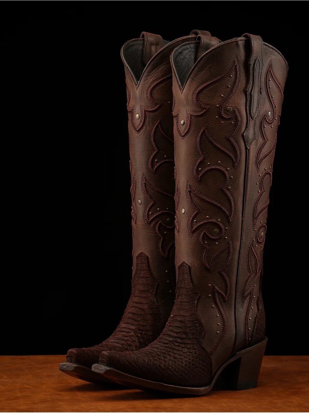 Women’s Tall Western Boots in Dark Brown